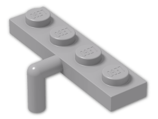 LEGO® Stein: Plate 1 x 4 with Arm 30043 | Farbe: Medium Stone Grey