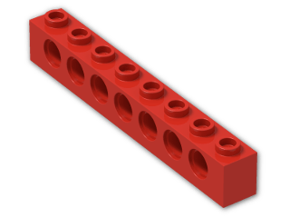 LEGO® Brick: Technic Brick 1 x 8 with Holes 3702 | Color: Bright Red