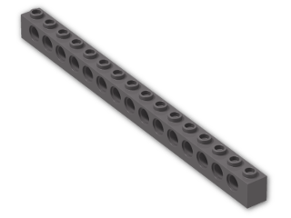 LEGO® Brick: Technic Brick 1 x 16 with Holes 3703 | Color: Dark Stone Grey