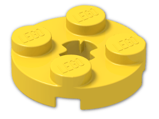 LEGO® Brick: Plate 2 x 2 Round with Axlehole Type 2 4032b | Color: Bright Yellow