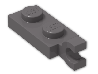 LEGO® Stein: Plate 1 x 2 with Clip Horizontal on End (Thick C-Clip) 63868 | Farbe: Dark Stone Grey