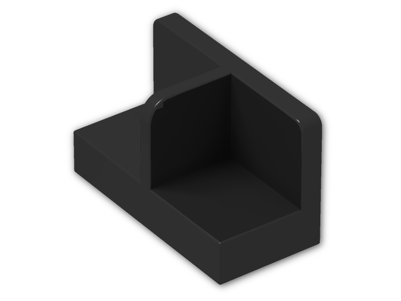 Panel 1 x 2 x 1 with Thin Central Divider and Rounded Corners 93095 - Black