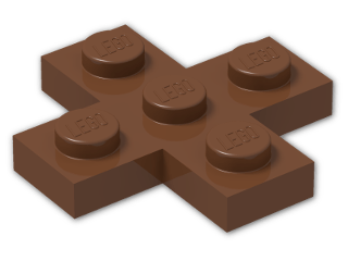 LEGO® Brick: Plate 3 x 3 Cross 15397 | Color: Reddish Brown