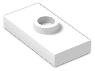LEGO® Brick: Plate 1 x 2 with Groove with 1 Centre Stud, without Understud 15573 | Color: White