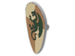 LEGO® Stein: Minifig Shield Ovoid w/ DkGreen Dragon on MdDkFlesh/Tan Pattern 2586p4k | Farbe: Medium Stone Grey