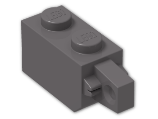 LEGO® Stein: Hinge Brick 1 x 2 Locking with Single Finger On End 30364 | Farbe: Dark Stone Grey