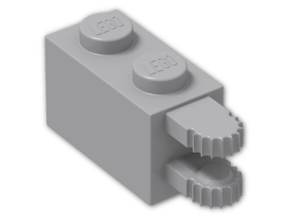 LEGO® Brick: Hinge Brick 1 x 2 Locking with Dual Finger on End Horizontal 30540 | Color: Medium Stone Grey