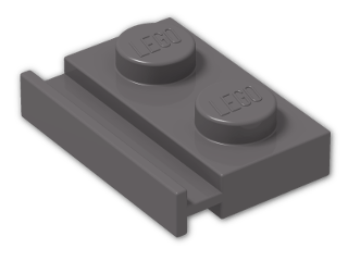 LEGO® Brick: Plate 1 x 2 with Door Rail 32028 | Color: Dark Stone Grey