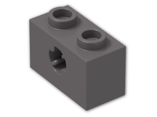 LEGO® Brick: Technic Brick 1 x 2 with Axlehole Type 2 32064b | Color: Dark Stone Grey