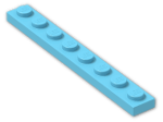 LEGO® Brick: Plate 1 x 8 3460 | Color: Medium Azur