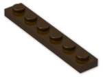 LEGO® Brick: Plate 1 x 6 3666 | Color: Dark Brown