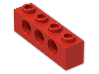 LEGO® Brick: Technic Brick 1 x 4 with Holes 3701 | Color: Bright Red