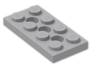 LEGO® Brick: Technic Plate 2 x 4 with Holes 3709b | Color: Medium Stone Grey