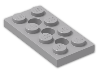 LEGO® Stein: Technic Plate 2 x 4 with Holes 3709b | Farbe: Medium Stone Grey