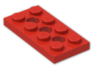 LEGO® Brick: Technic Plate 2 x 4 with Holes 3709b | Color: Bright Red