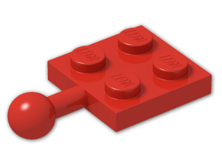 LEGO® Brick: Plate 2 x 2 with Towball 3731 | Color: Bright Red