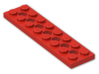 LEGO® Brick: Technic Plate 2 x 8 with Holes 3738 | Color: Bright Red