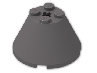 LEGO® Brick: Cone 4 x 4 x 2 with Axlehole 3943b | Color: Dark Stone Grey