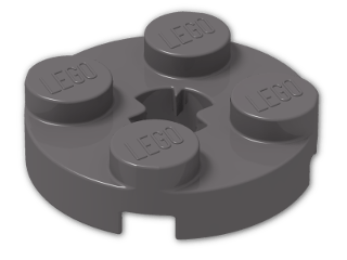 LEGO® Brick: Plate 2 x 2 Round with Axlehole Type 2 4032b | Color: Dark Stone Grey