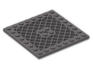 LEGO® Brick: Plate 8 x 8 with Grille and Hole 4151b | Color: Dark Stone Grey