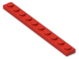 LEGO® Brick: Plate 1 x 10 4477 | Color: Bright Red