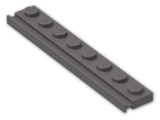 LEGO® Brick: Plate 1 x 8 with Door Rail 4510 | Color: Dark Stone Grey