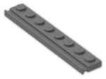 LEGO® Brick: Plate 1 x 8 with Door Rail 4510 | Color: Dark Grey