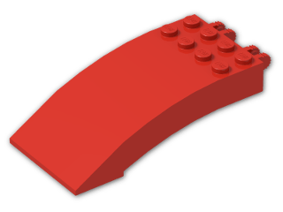 LEGO® Brick: Hinge Brick 4 x 8 x 2 Curved Locking with 2 Dual Fingers 46413 | Color: Bright Red