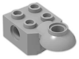 LEGO® Brick: Technic Brick 2 x 2 with Hole, Half Rotation Joint Ball Horiz 48170 | Color: Medium Stone Grey
