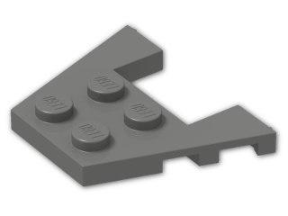 LEGO® Stein: Wing 3 x 4 with 1 x 2 Cutout with Stud Notches 48183 | Farbe: Dark Grey