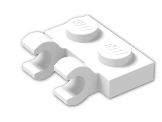 LEGO® Brick: Plate 1 x 2 with 2 Clips Horizontal (Thick C-Clips) 60470b | Color: White