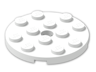 LEGO® Brick: Plate 4 x 4 Round with Hole and Snapstud 60474 | Color: White