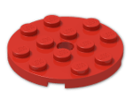 LEGO® Stein: Plate 4 x 4 Round with Hole and Snapstud 60474 | Farbe: Bright Red