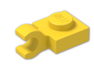 LEGO® Brick: Plate 1 x 1 with Clip Horizontal (Thick C-Clip) 61252 | Color: Bright Yellow