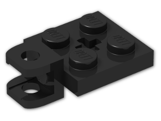 LEGO® Stein: Plate 2 x 2 with Square Towball Socket and Axlehole 63082 | Farbe: Black