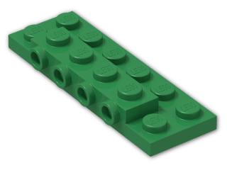 LEGO® Brick: Plate 2 x 6 x 0.667 with Four Studs On Side and Four Raised 87609 | Color: Dark Green