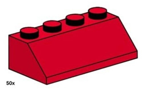 LEGO® Bulk Bricks 2 x 4 Roof Tile Red 3498 released in 2000 - Image: 1